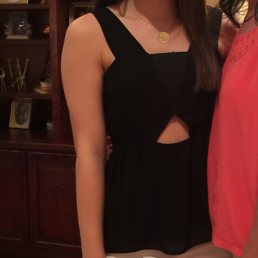Black Cutout Tank Peplum Blouse